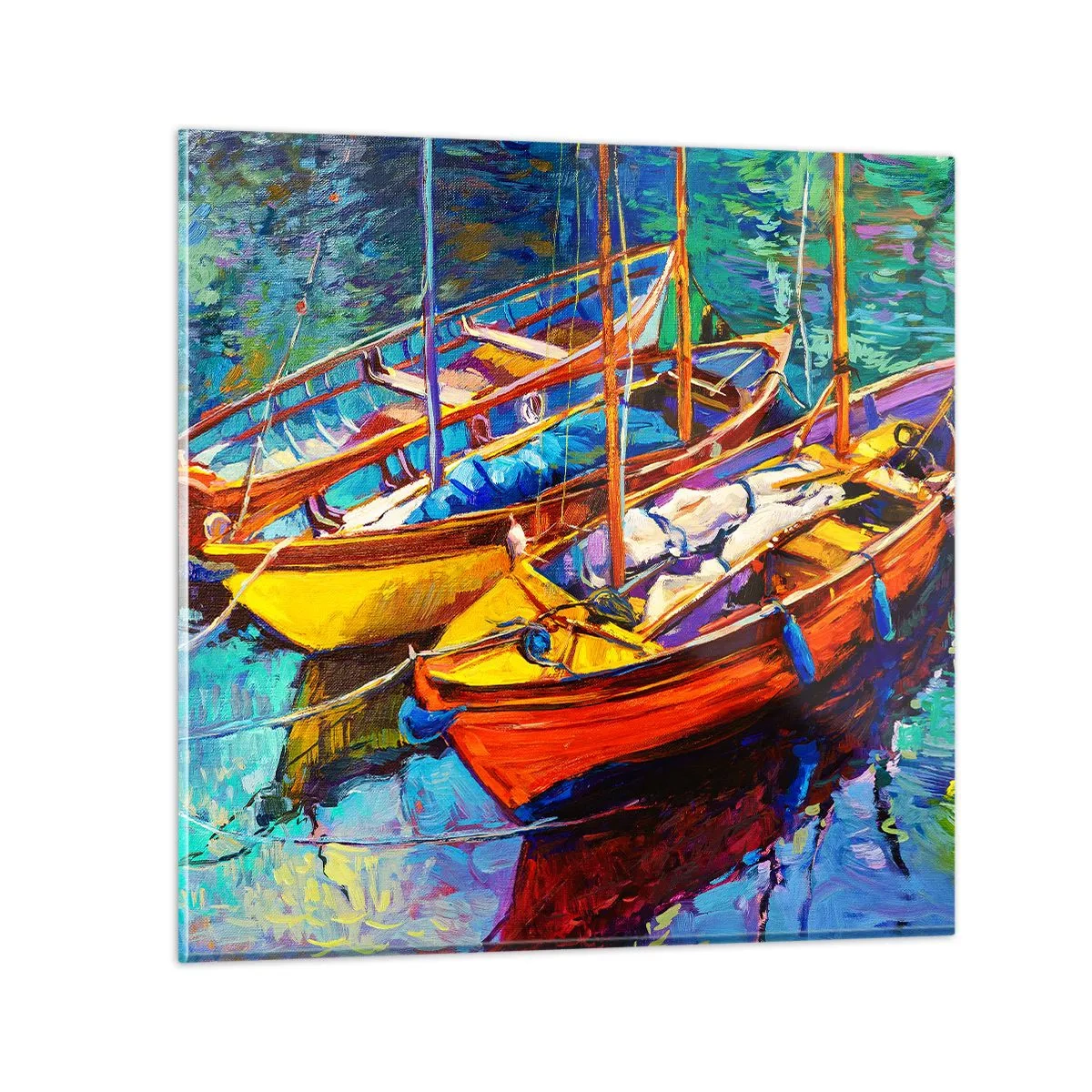 Glasbild - Bild auf glas - Auf Wasser dick mit Farben - 70x70 cm