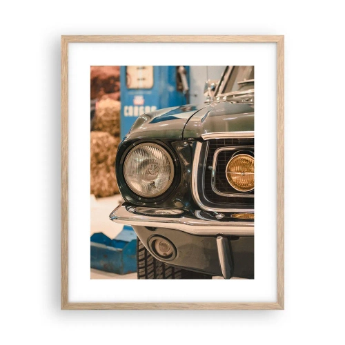 Poster in einem Rahmen aus heller Eiche - Treffen mit einer Legende - 40x50 cm