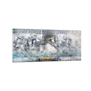 Glasbild - Bild auf glas - Abstrakte Komposition in kühlen Tönen - 120x50cm - Wie auf Eis, wie nach Dezember - Moderne Wanddekoration für Wohnzimmer und Schlafzimmer ARTTOR