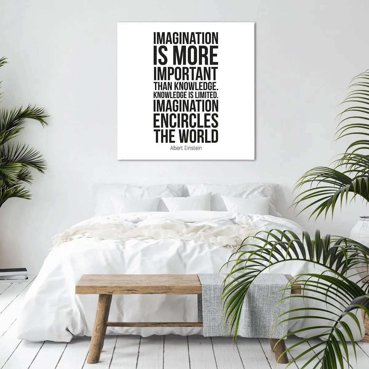 Bild auf Leinwand - Leinwandbild - Einstein über die Kraft der Vorstellungskraft - 70x70 cm