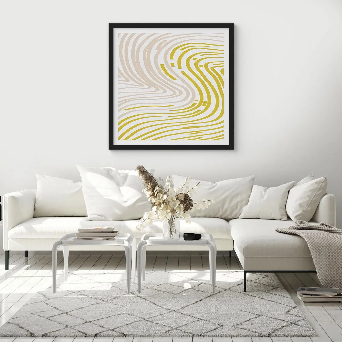 Poster in einem schwarzem Rahmen - Komposition mit sanfter Biegung - 40x40 cm
