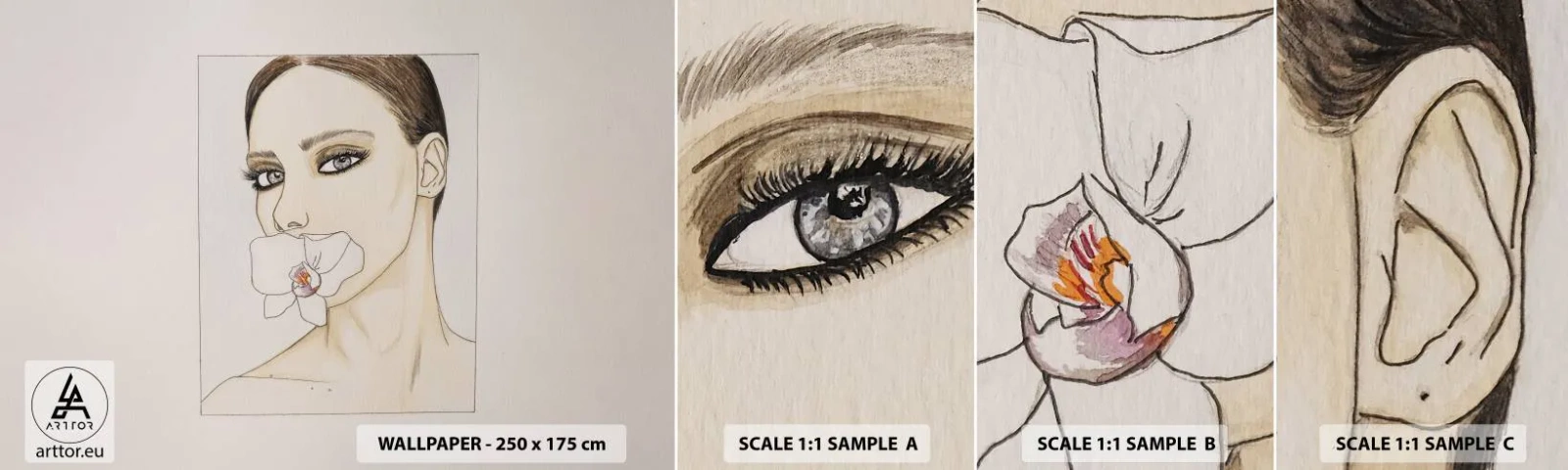 Fototapeten Muster Selbstklebend Deluxe Sticker - Ein Symbol für Eleganz und Schönheit - Abstraktion, Stück, Frau - 100x30 cm