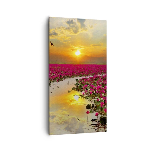 Bild auf Leinwand - Leinwandbild - Das geheime Leben des Sees - 55x100 cm