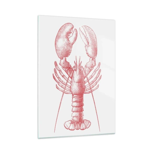Glasbild - Bild auf glas - Skizze eines Hummers in Rot auf hellem Hintergrund - 50x70cm - Hummer, der Homers würdig ist - Moderne Wanddekoration für Wohnzimmer und Schlafzimmer ARTTOR