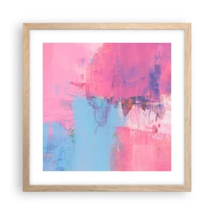 Poster in einem Rahmen aus heller Eiche - Rosa, Blau und eine Prise Licht - 40x40 cm