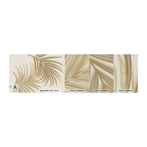 Fototapeten Muster Premium Canvas - Goldene Palme! - Abstraktion, Palmblatt, Grafik - 100x30 cm