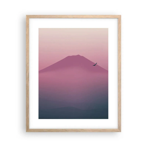 Poster in einem Rahmen aus heller Eiche - Wanderer über den Wolken - 40x50 cm