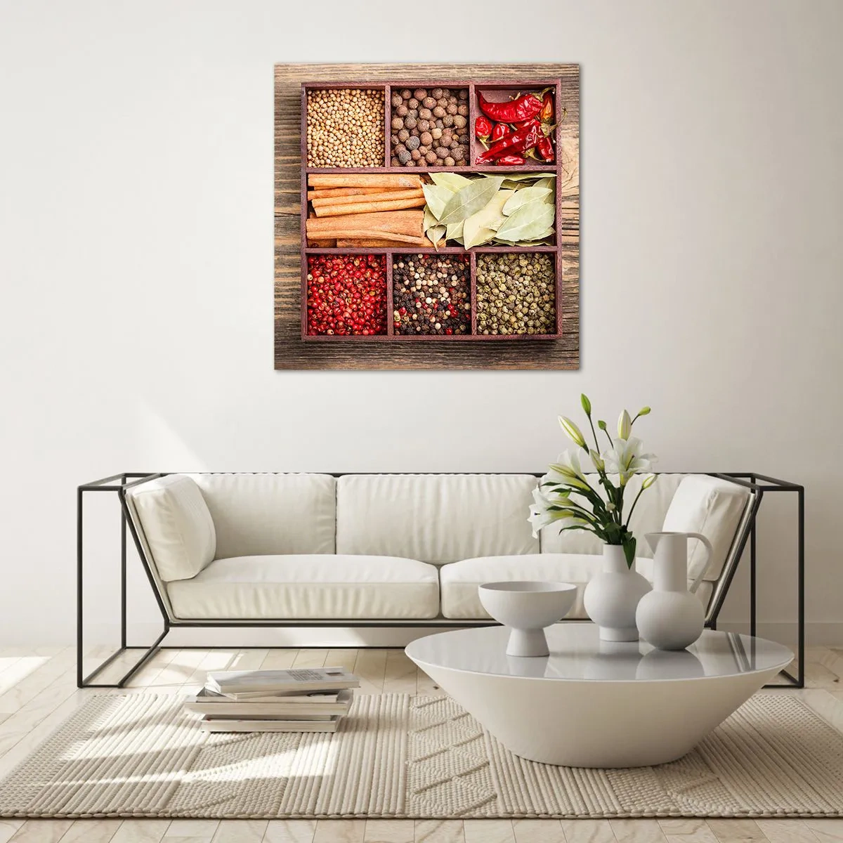 Glasbild - Bild auf glas - Ordnung der Formen, Bouquet von Aromen - 70x70 cm