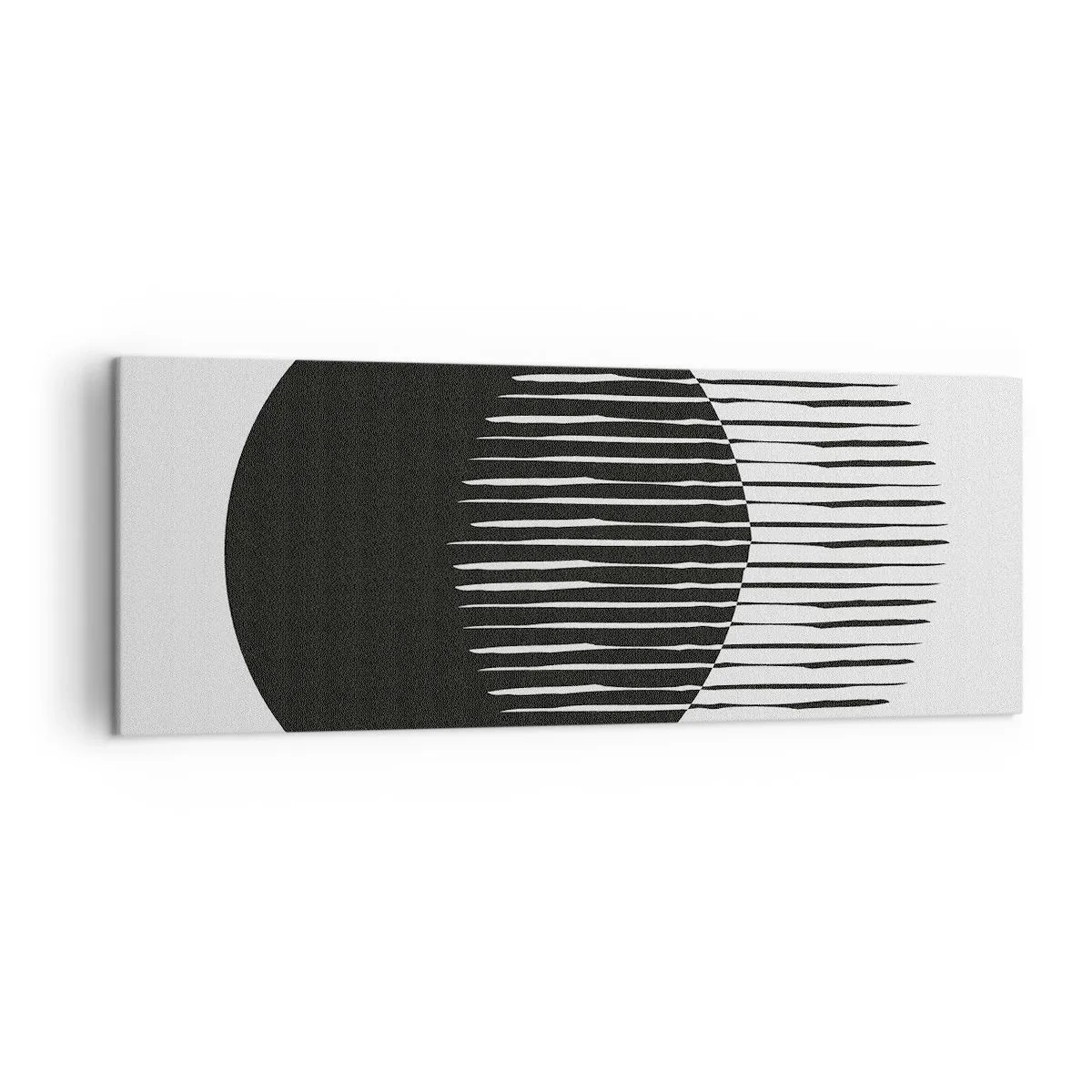 Bild auf Leinwand - Leinwandbild - Zwei überlappende Kreise mit schwarzen und weißen Linien - 140x50cm - Sein Alter Ego - Moderne Wanddekoration für Wohnzimmer und Schlafzimmer ARTTOR