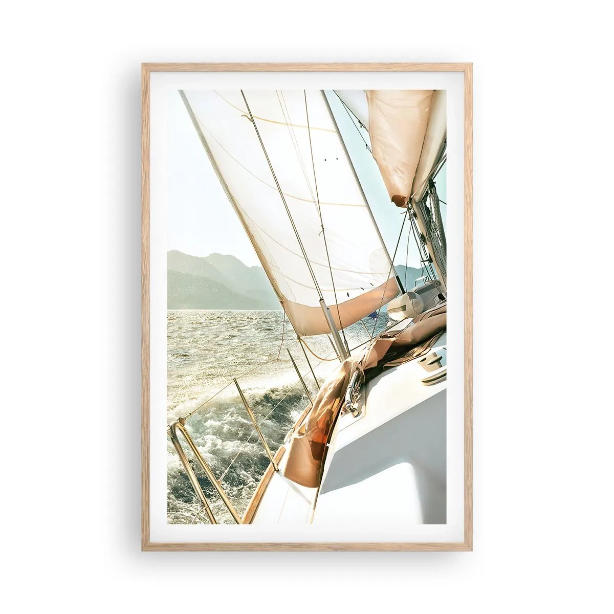 Poster in einem Rahmen aus heller Eiche - Unter vollen Segeln - 61x91 cm