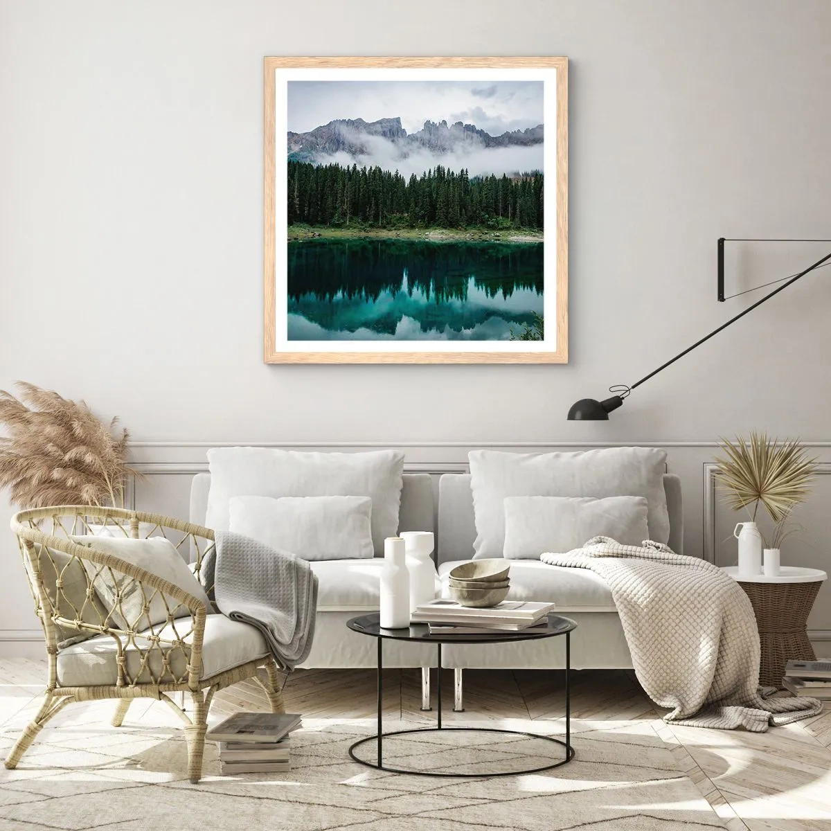 Poster in einem Rahmen aus heller Eiche - Leise, leise, lass uns das Trinkwasser nicht wecken ... - 60x60 cm