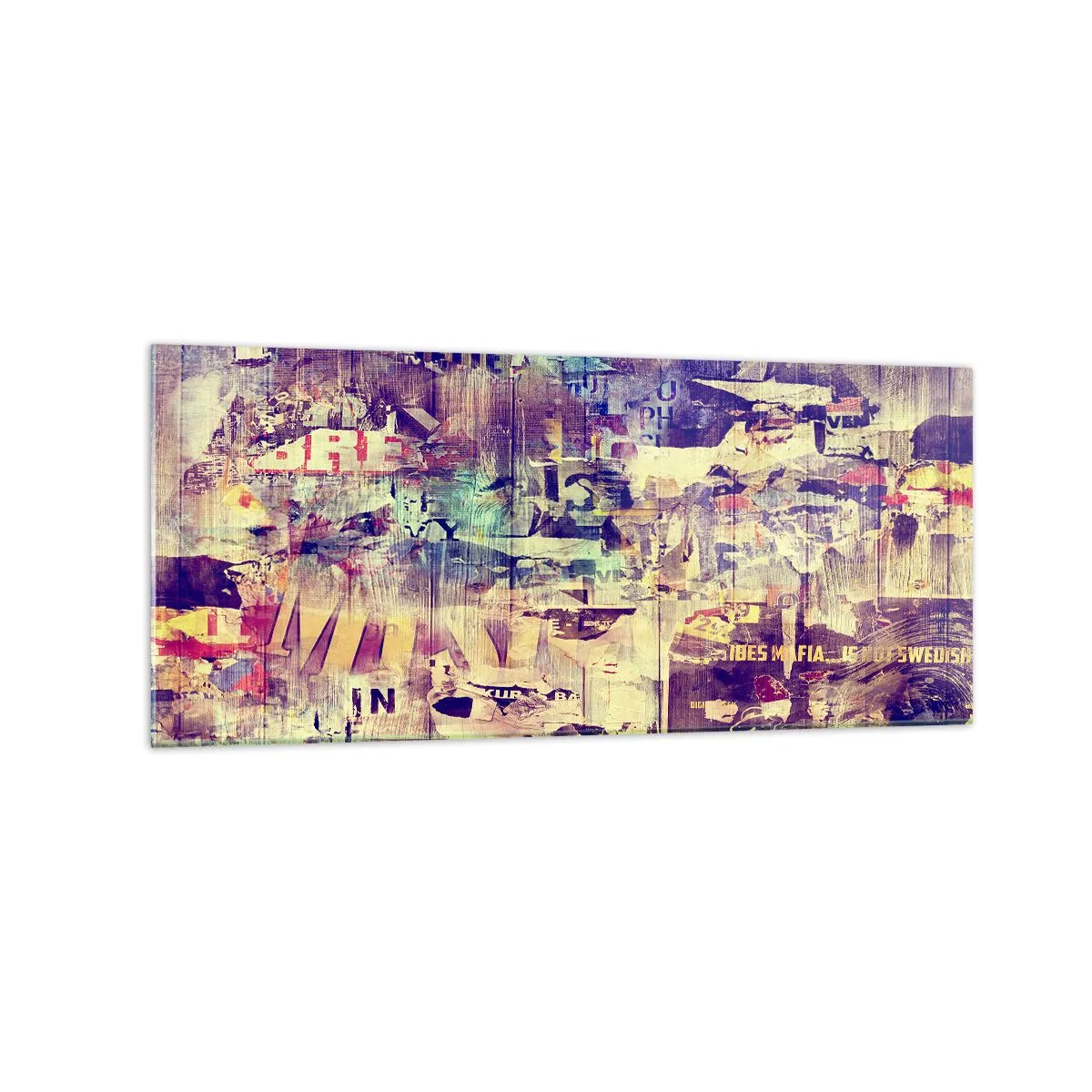 Glasbild - Bild auf glas - Bunte abstrakte Collage mit Text und Grafiken - 120x50cm - Und das ist alles, was es geben wird - Moderne Wanddekoration für Wohnzimmer und Schlafzimmer ARTTOR