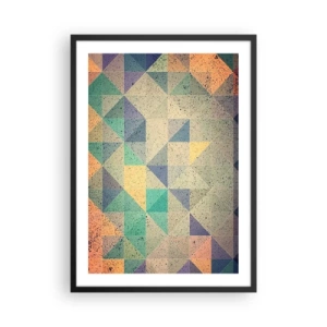 Poster in einem schwarzem Rahmen - Bunte Abstraktion mit einem geometrischen Muster aus Dreiecken - 50x70cm - Republik der Dreiecke - Moderne Wanddekoration für Wohnzimmer und Schlafzimmer ARTTOR