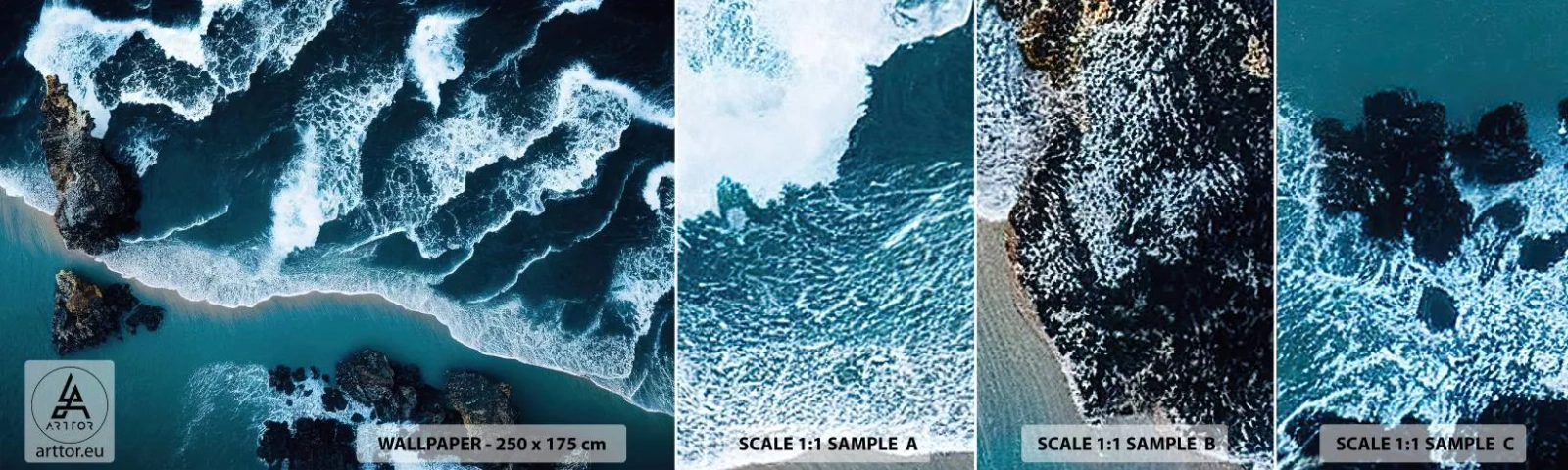 Fototapeten Muster Selbstklebend Deluxe Sticker - In Wellen gehüllt - Cliff, Meer, Natur - 100x30 cm