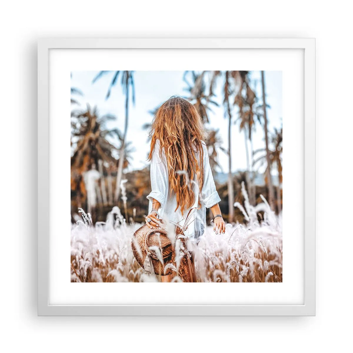 Poster in einem weißen Rahmen - Geboren aus Grasflaum - 40x40 cm