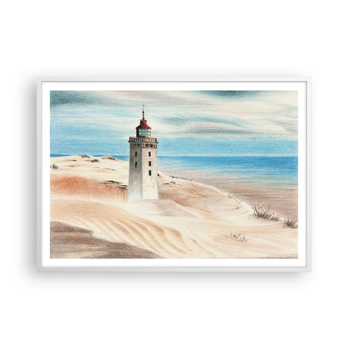 Poster in einem weißen Rahmen - Immer aufs Meer starrend - 100x70 cm