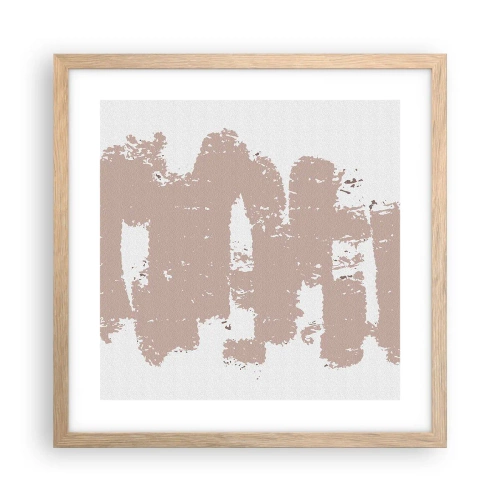 Poster in einem Rahmen aus heller Eiche - Abstraktion in zartem Rosa - 40x40 cm