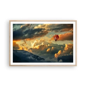 Poster in einem Rahmen aus heller Eiche - Ich fliege, weil ich es will - 91x61 cm