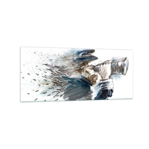 Glasbild - Bild auf glas - Ein Kapitän mit Fernglas in einer dynamischen Aquarellszene - 120x50cm - Zehn auf der Beaufort-Skala! - Moderne Wanddekoration für Wohnzimmer und Schlafzimmer ARTTOR