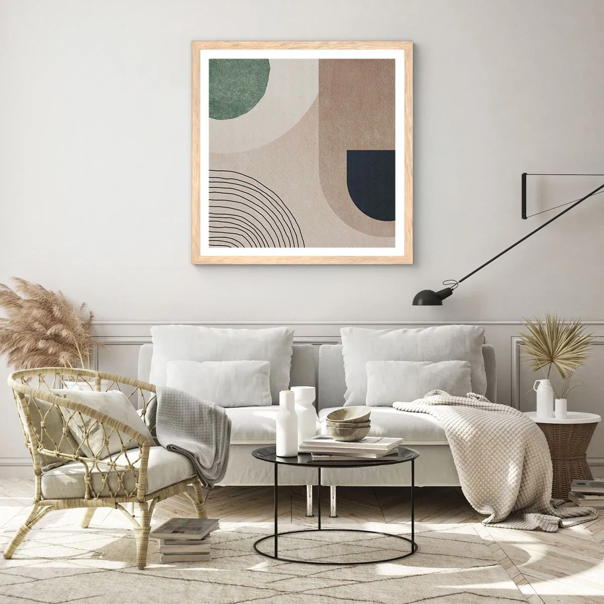 Poster in einem Rahmen aus heller Eiche - Sanftheit des Ovals - 40x40 cm