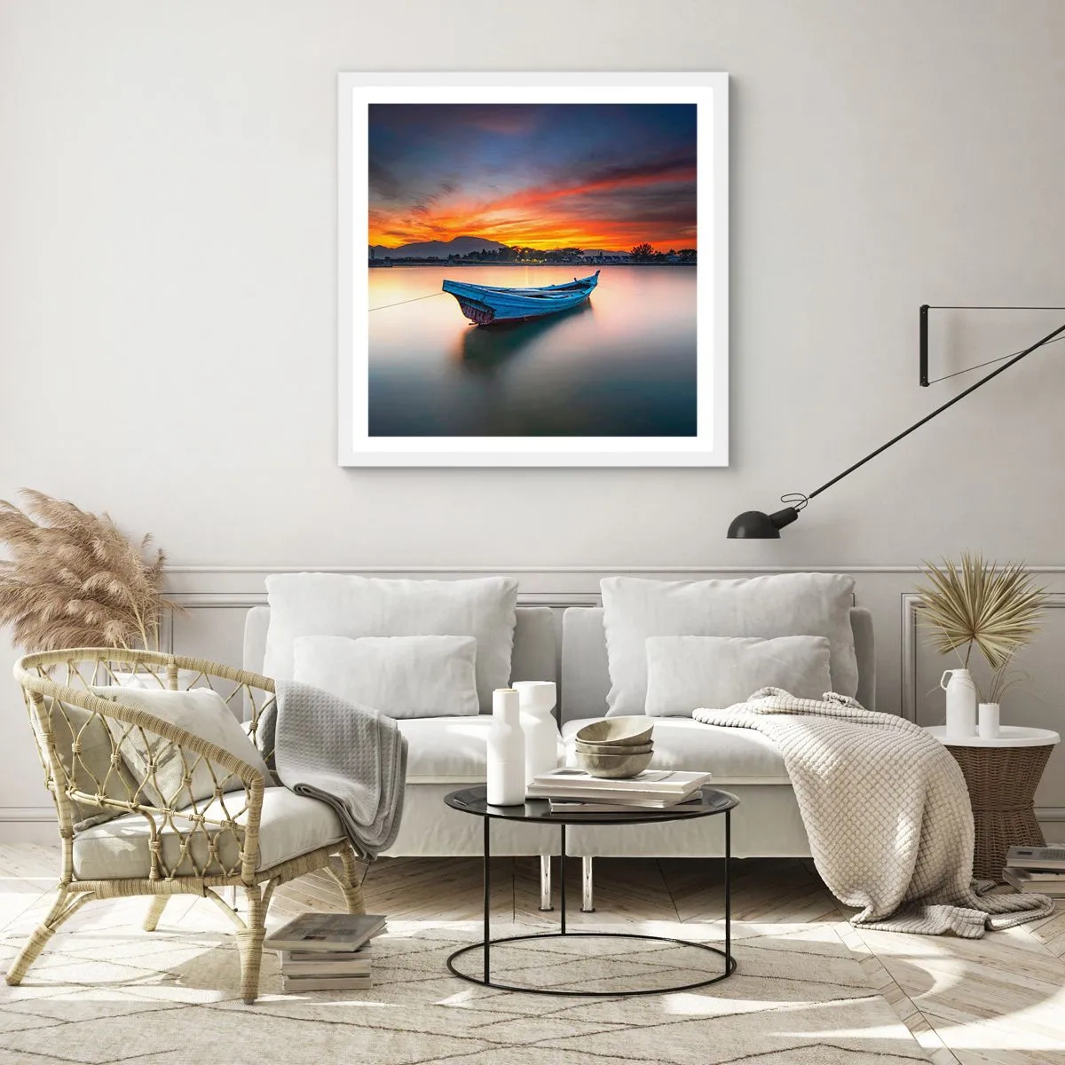 Poster in einem weißen Rahmen - Eine gute Nacht kommt - 40x40 cm