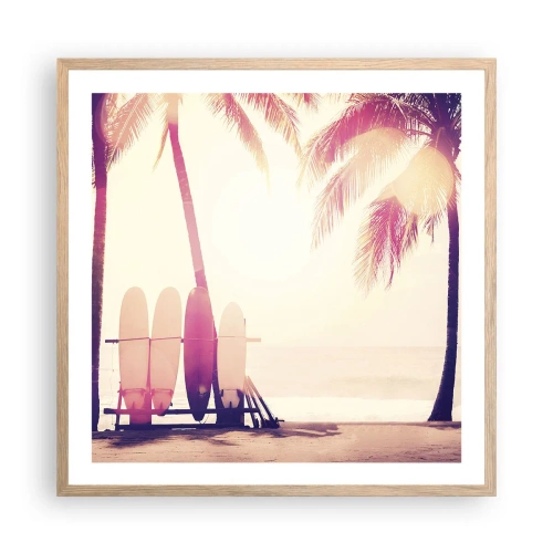 Poster in einem Rahmen aus heller Eiche - Es wird ein toller Tag - 60x60 cm