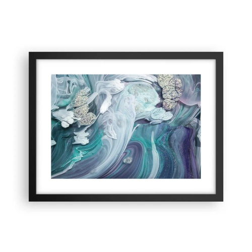 Poster in einem schwarzem Rahmen - Strömungen von Himmelblau - 40x30 cm