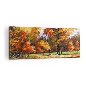 Bild auf Leinwand - Leinwandbild - Landschaft in Gold und Bronze - 100x40 cm