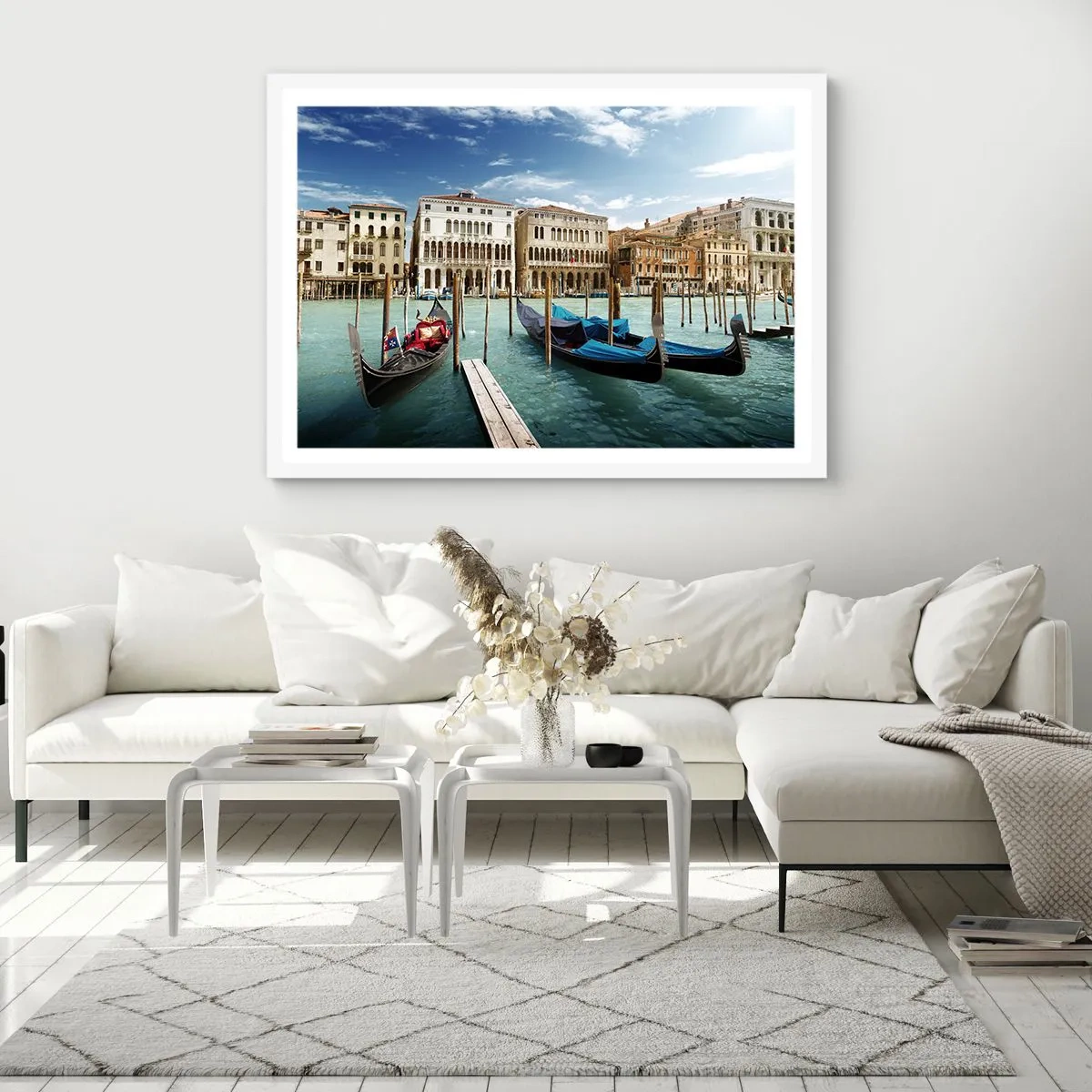 Poster in einem weißen Rahmen - Paläste in Blau - 70x50 cm