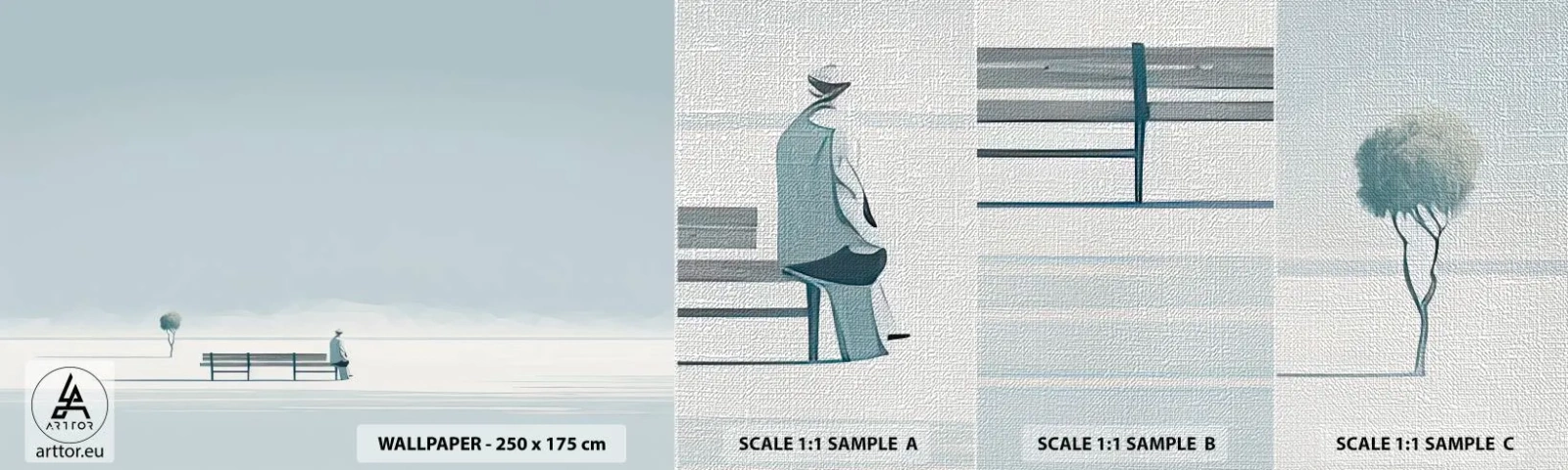 Fototapeten Muster Premium Canvas - Ja, ich warte. - Minimalistisch, Einsam, Mann - 100x30 cm