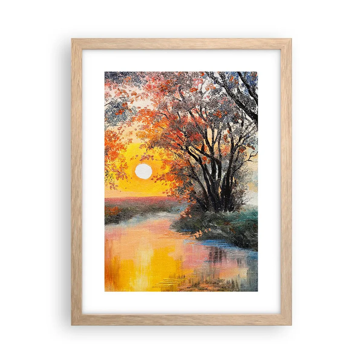 Poster in einem Rahmen aus heller Eiche - Herbststimmung - 30x40 cm