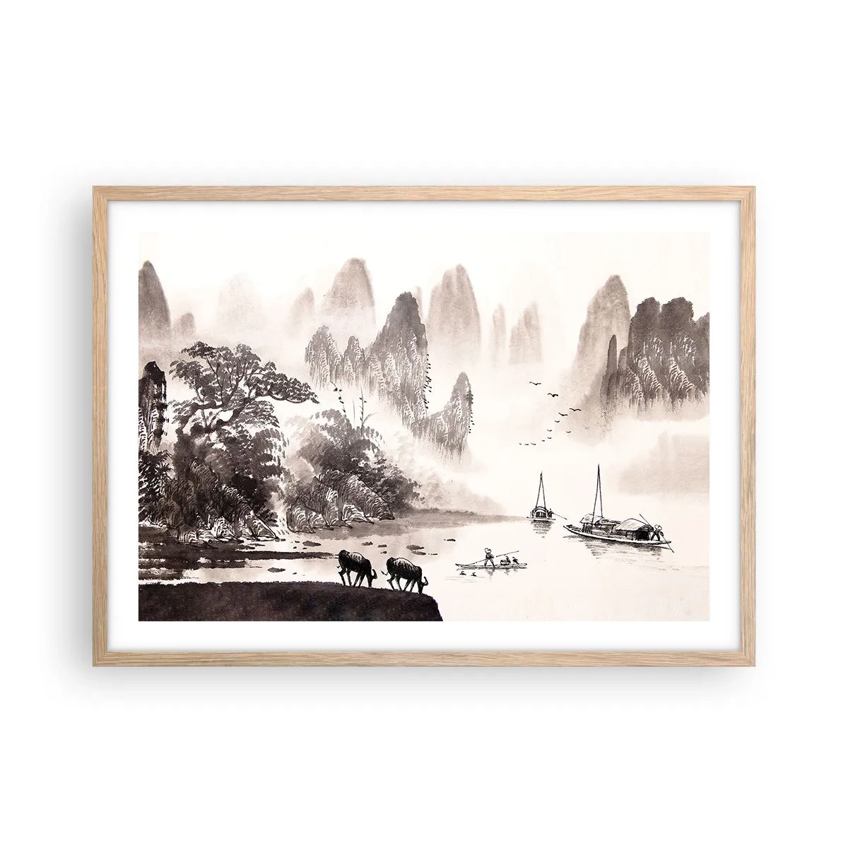 Poster in einem Rahmen aus heller Eiche - Der exotische Alltag des Ostens - 70x50 cm