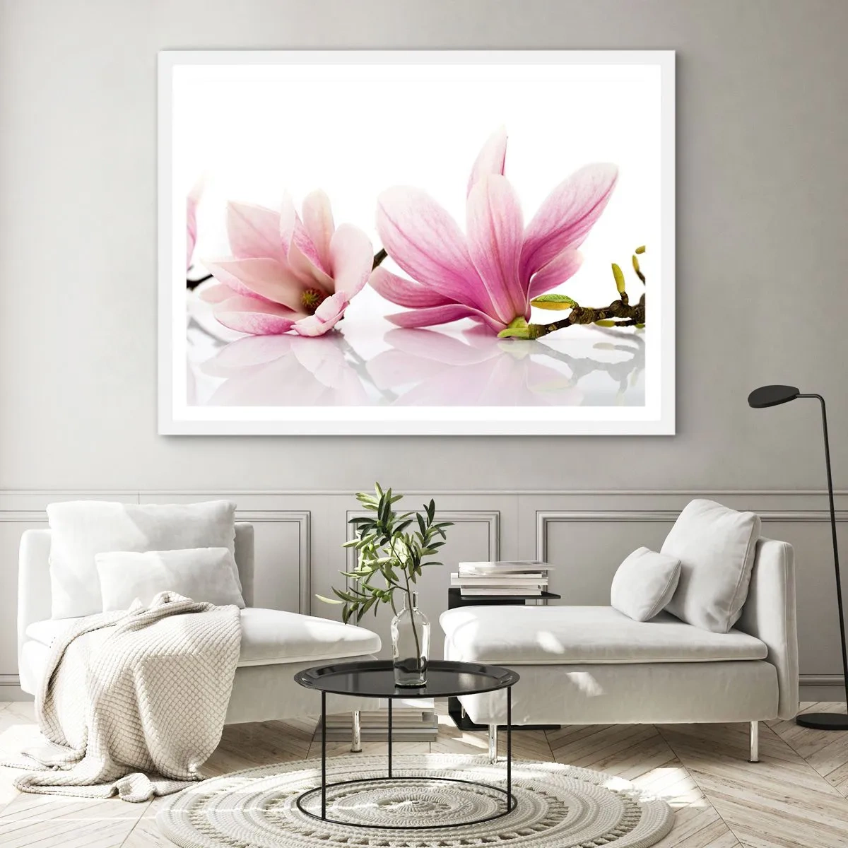 Poster in einem weißen Rahmen - Zart wie ein Frühlingswind - 100x70 cm