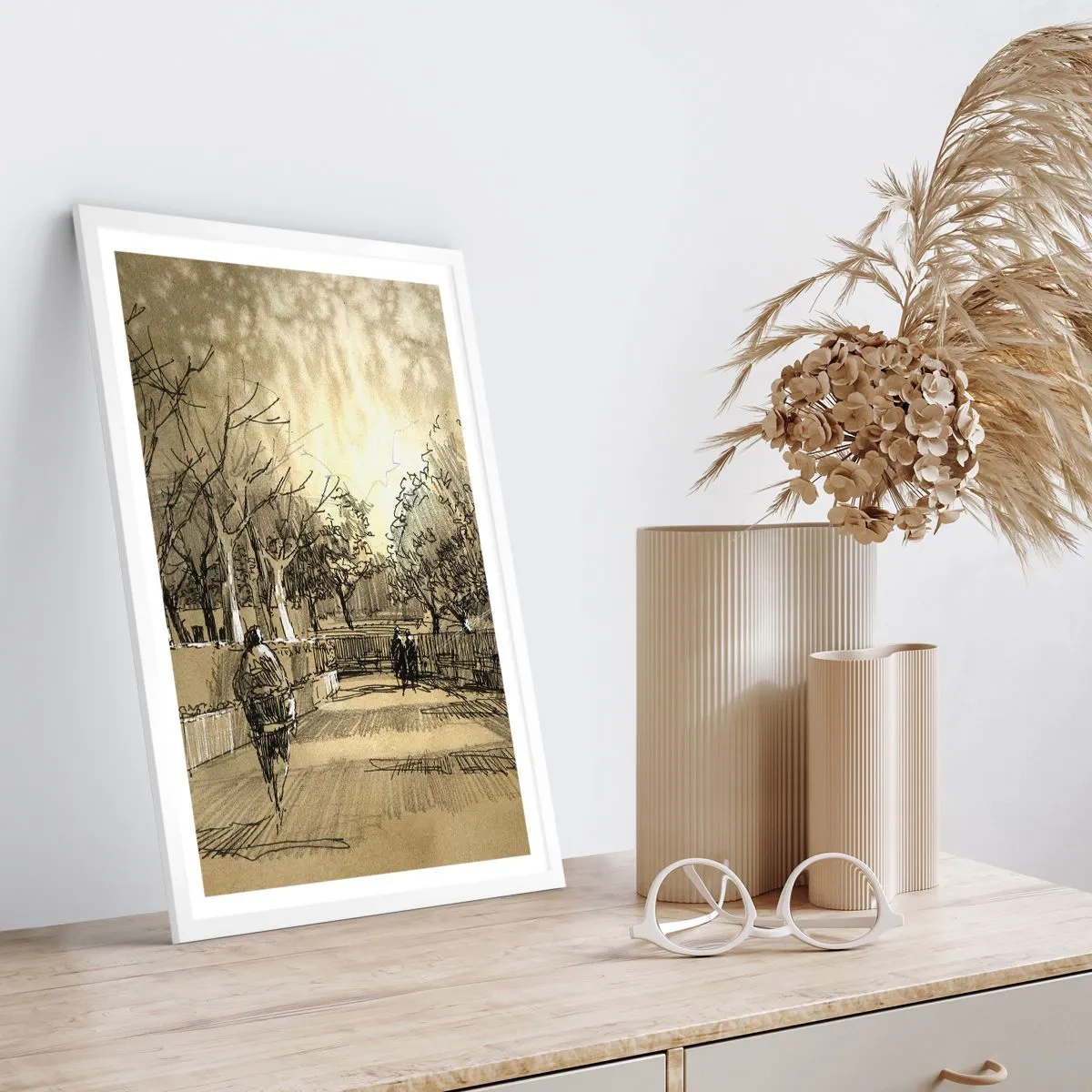 Poster in einem weißen Rahmen - Ein Moment mit einer Feder angehalten - 40x50 cm