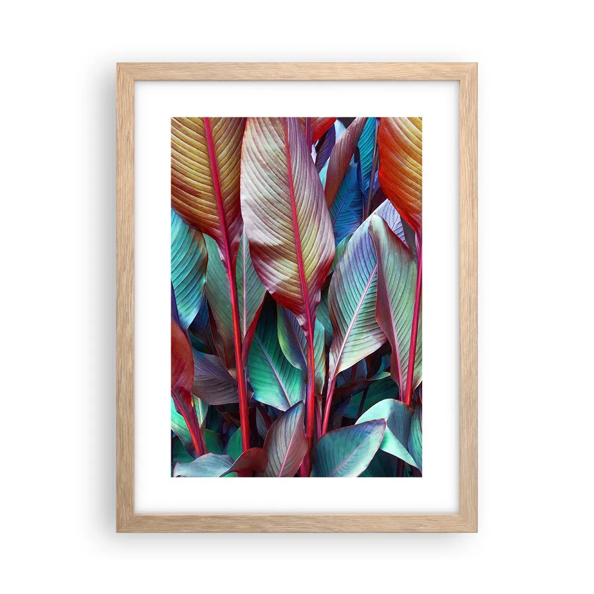Poster in einem Rahmen aus heller Eiche - Buntes Dickicht - 30x40 cm