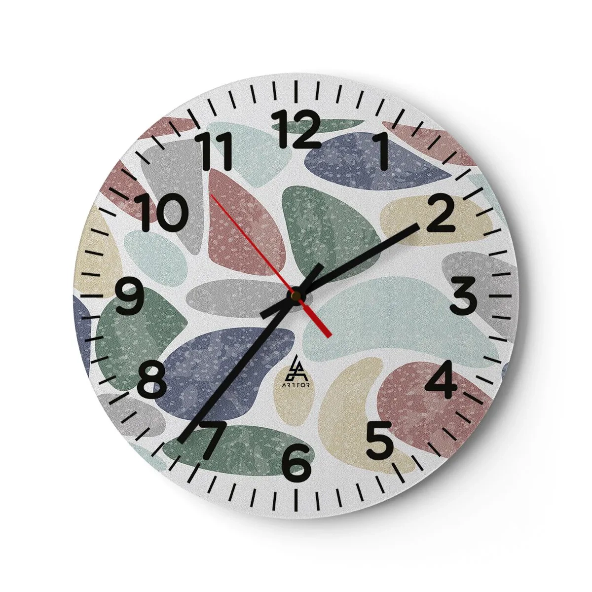 Wanduhr - Glasuhr - Mosaik aus pulverförmigen Farben - 30x30 cm