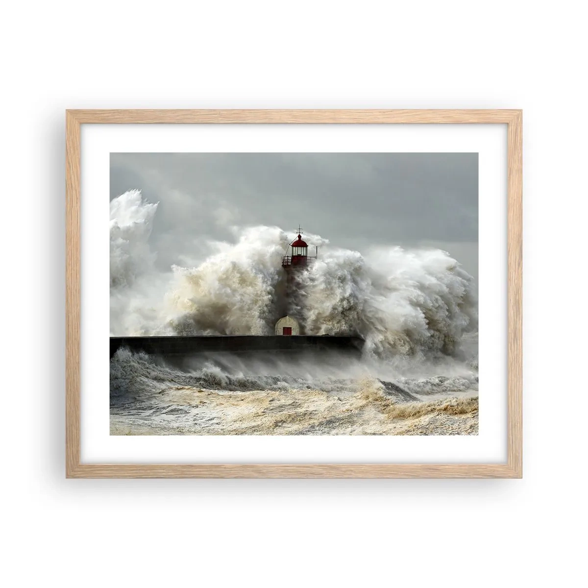 Poster in einem Rahmen aus heller Eiche - Die Wut des Ozeans - 50x40 cm