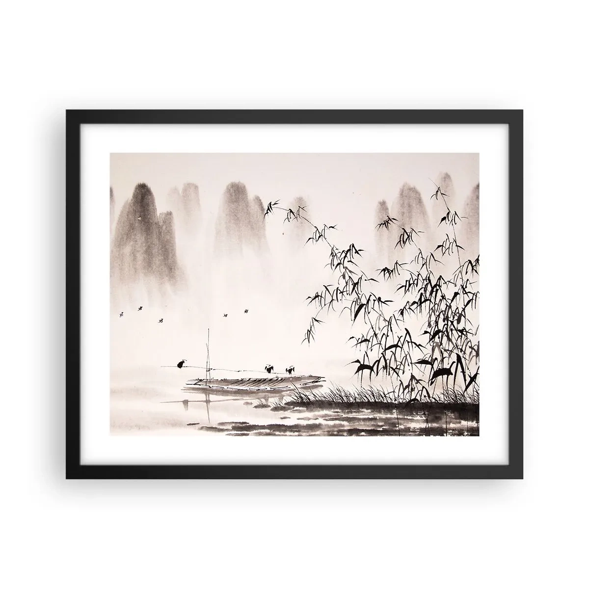 Poster in einem schwarzem Rahmen - Die Stille der Reisfelder - 50x40 cm