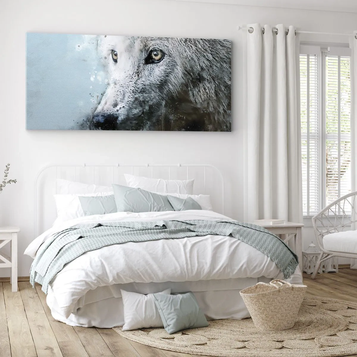 Bild auf Leinwand - Leinwandbild - Lerne die Wolfsseele kennen - 100x40 cm