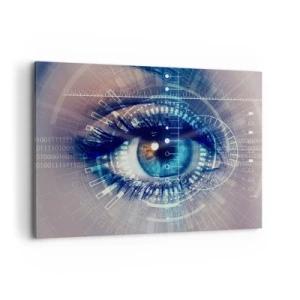 Bild auf Leinwand - Leinwandbild - Ein technologisches Auge mit einer futuristischen Schnittstelle - 100x70cm - Du denkst du kennst mich - Moderne Wanddekoration für Wohnzimmer und Schlafzimmer ARTTOR