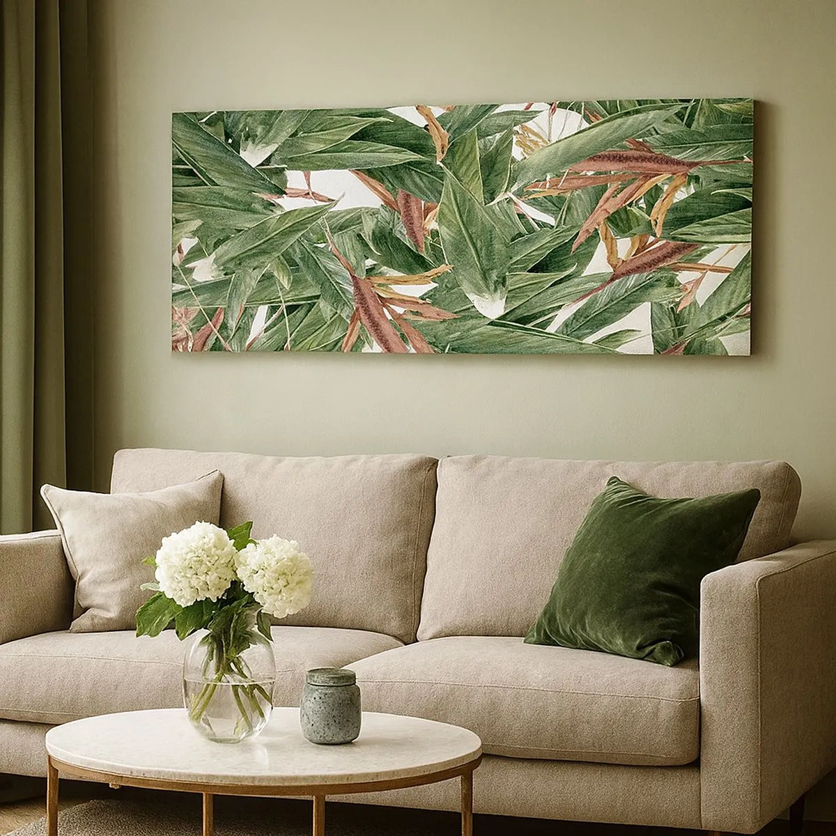 Bild auf Leinwand - Leinwandbild - Smaragd-lila Dickicht - 100x40 cm