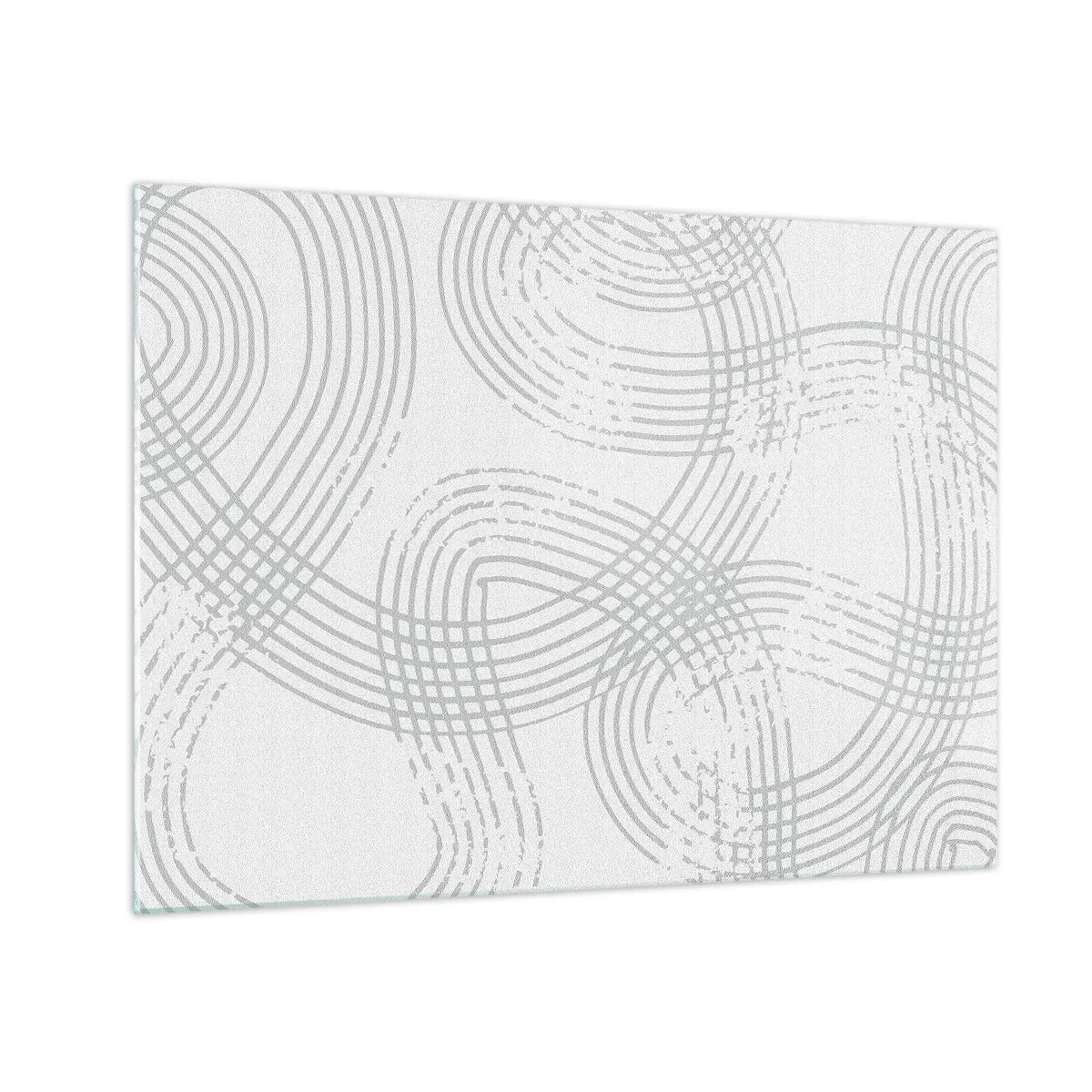 Glasbild - Bild auf glas - Abstrakte geschwungene Linien in Grautönen auf Weiß - 70x50cm - Es gibt keinen einfachen Weg - Moderne Wanddekoration für Wohnzimmer und Schlafzimmer ARTTOR