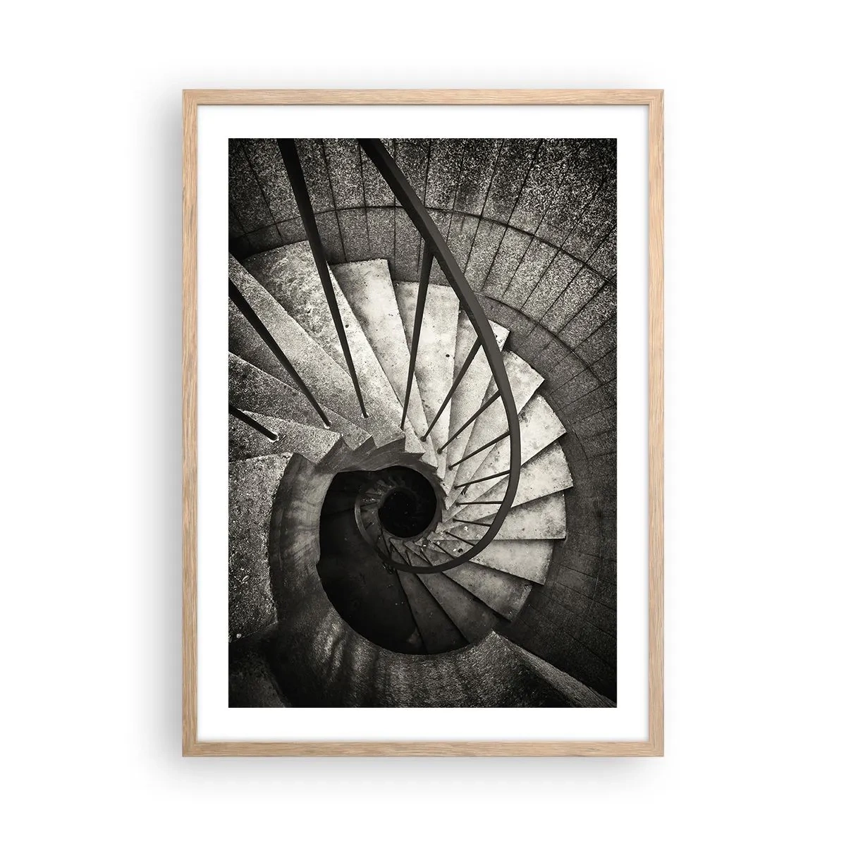 Poster in einem Rahmen aus heller Eiche - Treppe hoch, Treppe runter - 50x70 cm