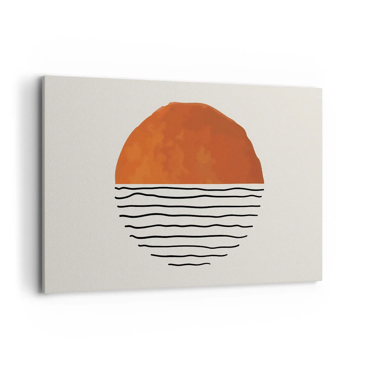 Bild auf Leinwand - Leinwandbild - Ein minimalistischer Sonnenuntergang über wellenartigen Linien - 120x80cm - Im japanischen Klima - Moderne Wanddekoration für Wohnzimmer und Schlafzimmer ARTTOR