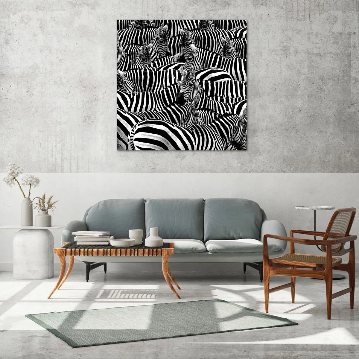 Glasbild - Bild auf glas - Gestreiftes Gruppenportrait - 70x70 cm