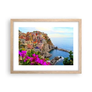 Poster in einem Rahmen aus heller Eiche - Lachende Stadt - 40x30 cm