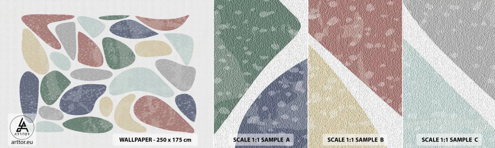 Fototapeten Muster Selbstklebend Deluxe Sticker - Mosaik aus pulverförmigen Farben - Minimalismus, Pastell, Boho - 100x30 cm