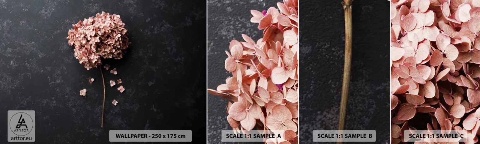 Fototapeten Muster Selbstklebend Deluxe Sticker - Wirklich romantisches Zeichen - Blume, Hortensie, Natur - 100x30 cm