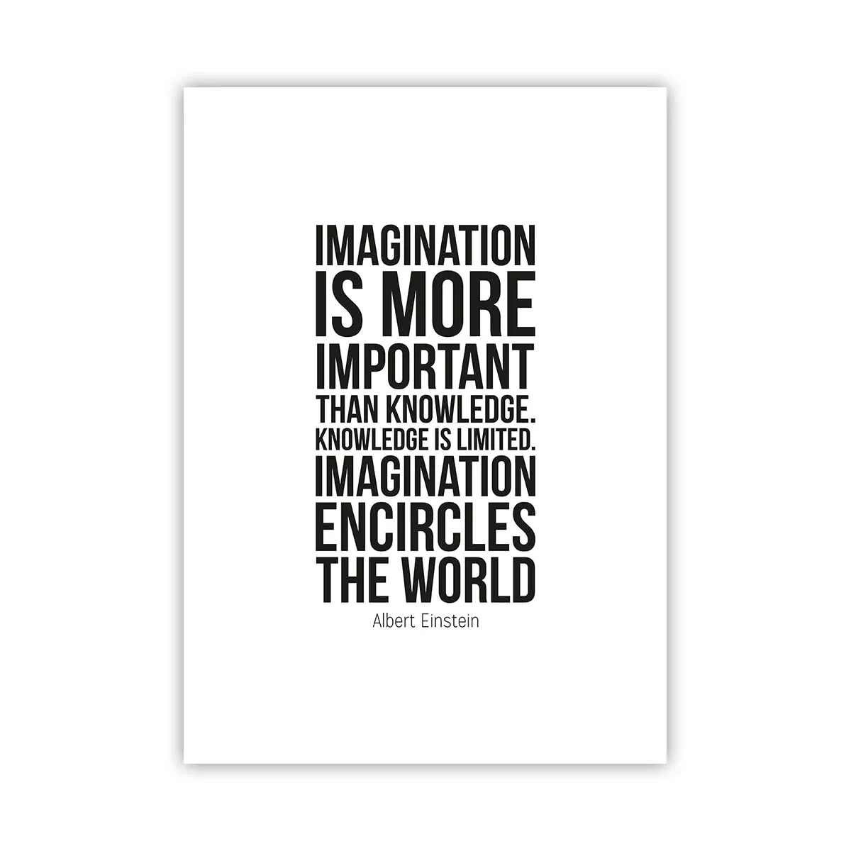 Poster - Ein Zitat über Vorstellungskraft auf weißem Hintergrund - 50x70cm - Einstein über die Kraft der Vorstellungskraft - Moderne Wanddekoration für Wohnzimmer und Schlafzimmer ARTTOR