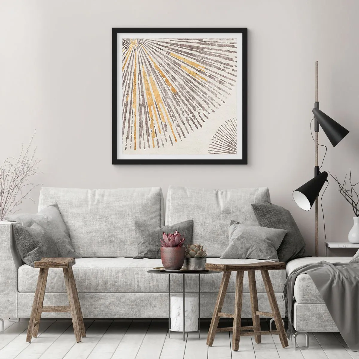 Poster in einem schwarzem Rahmen - Schönheit des Strahls - 60x60 cm